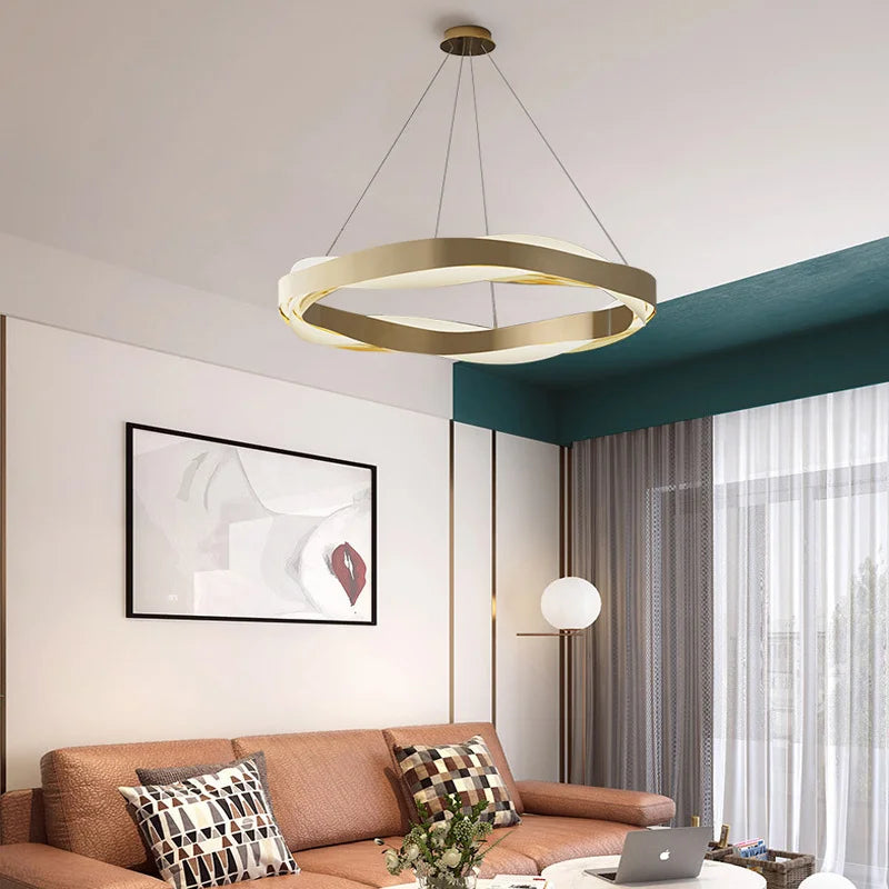 Modern suspended chandelier elegant bright indoor lighting