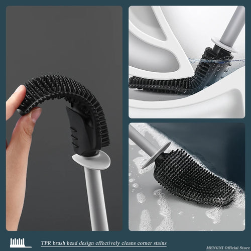 Luxury wall-mounted toilet brush quick cleaning bathroom accessories - vue 8 sur 12