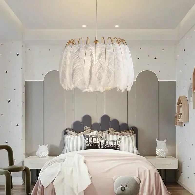 Modern feather wall light warm and romantic creative - vue 6 sur 8