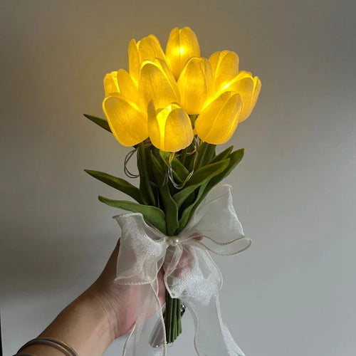 Decorative tulip lamp with artificial flowers for indoors - vue 2 sur 8