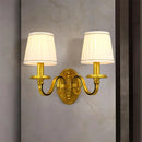 Copper LED wall light with premium fabric shade