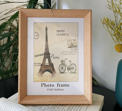 Handmade wooden photo frame with decorative leaf - vue 7 sur 6
