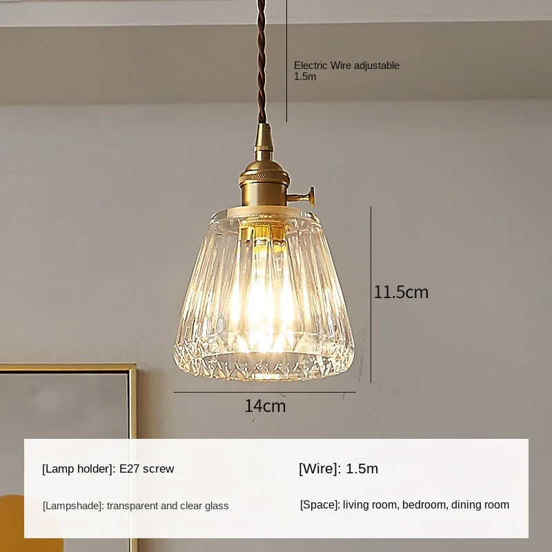 Retro Japanese style glass chandelier small pendant light
