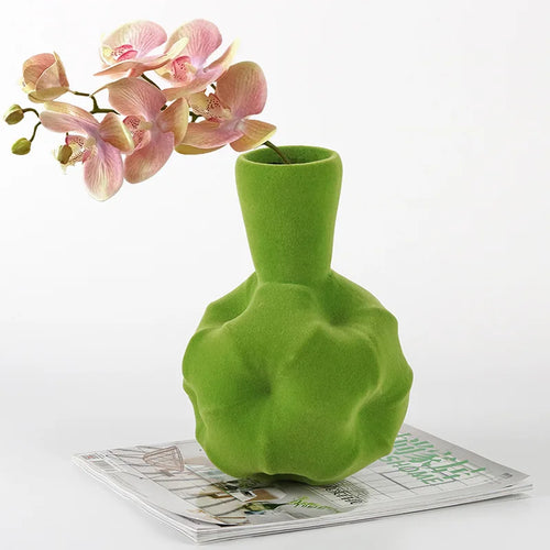 abstract flocking resin vase for craft decoration