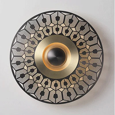 Carved copper wall light with decorative LED lighting - vue 10 sur 12
