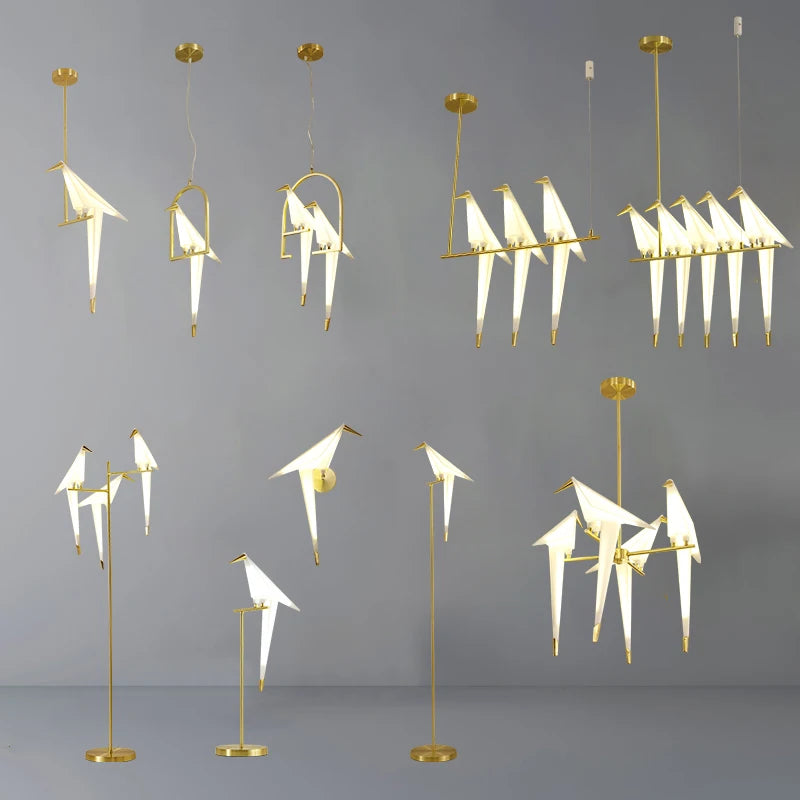 Nordic LED pendant light in acrylic, bird shape