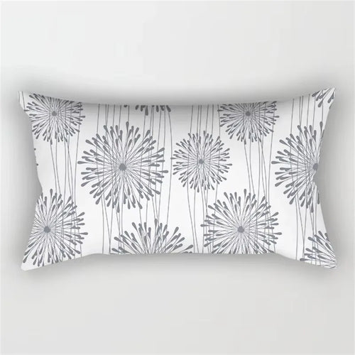 Rectangular decorative grey geometric patchwork cushion cover