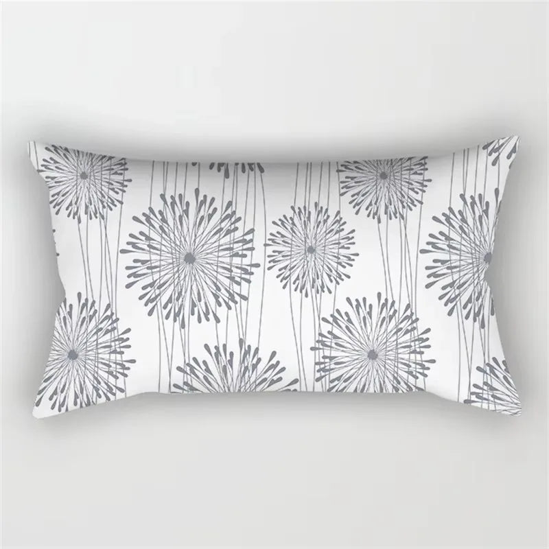 Rectangular decorative grey geometric patchwork cushion cover