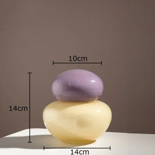 elliptical glass vase with lid for decorative flowers - vue 10 sur 9