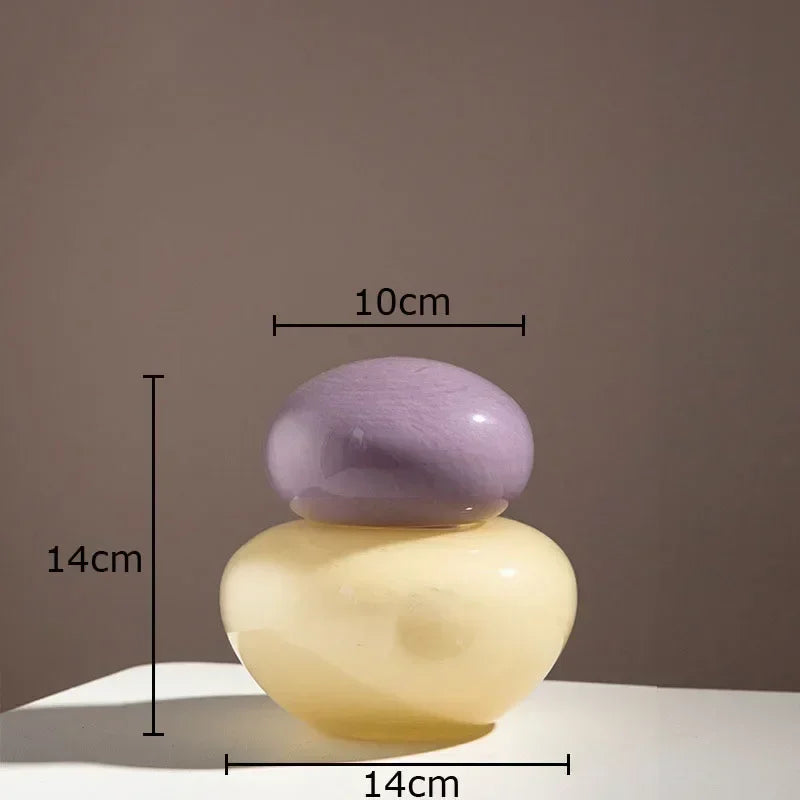 elliptical glass vase with lid for decorative flowers - vue 9 sur 9