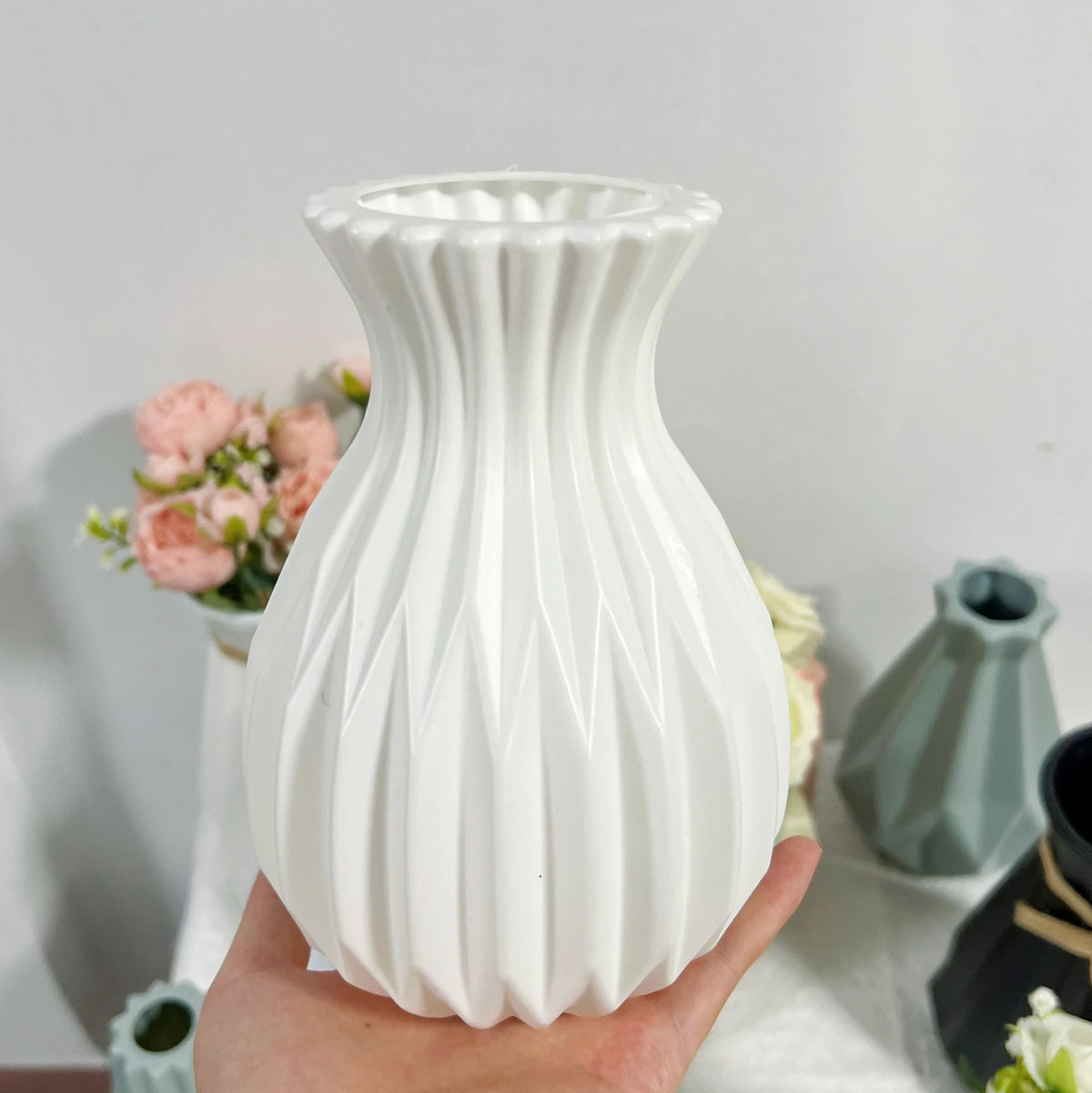 plastic flower vase ceramic style nordic home decoration