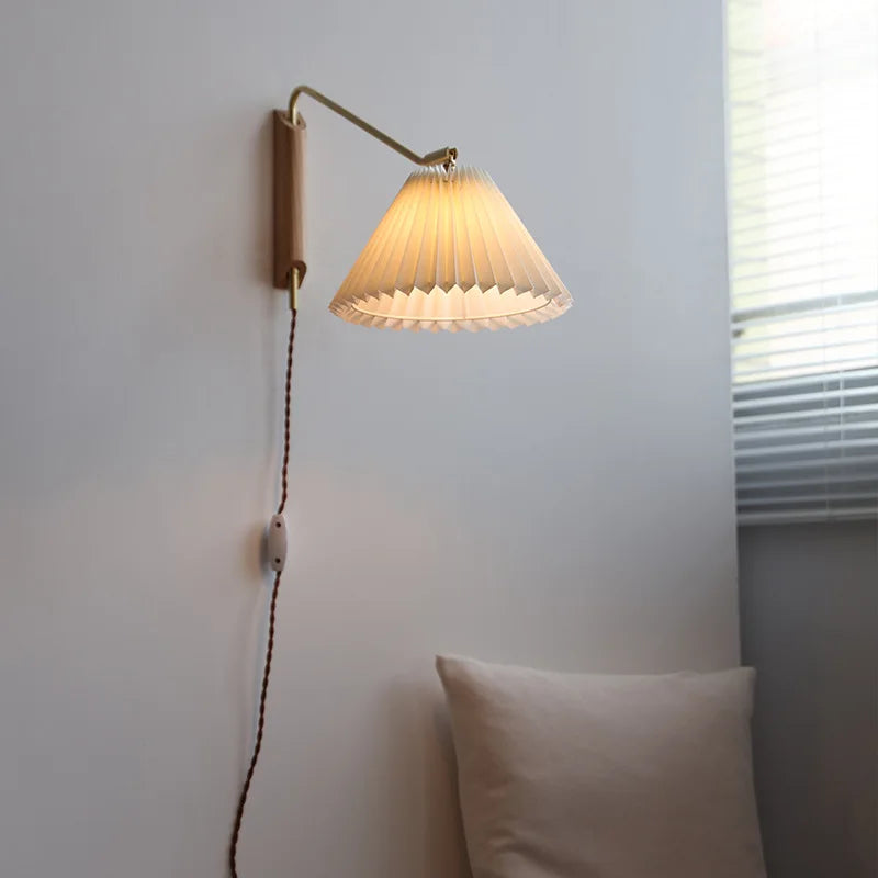 Copper wall lamp with switch and rotating LED light