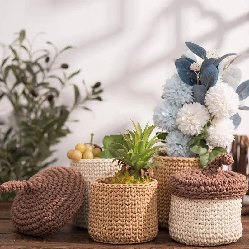 cotton rope storage basket for plants and decorations - vue 3 sur 9