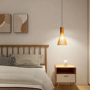 Wabi-sabi wood chandelier with suspended LED lighting