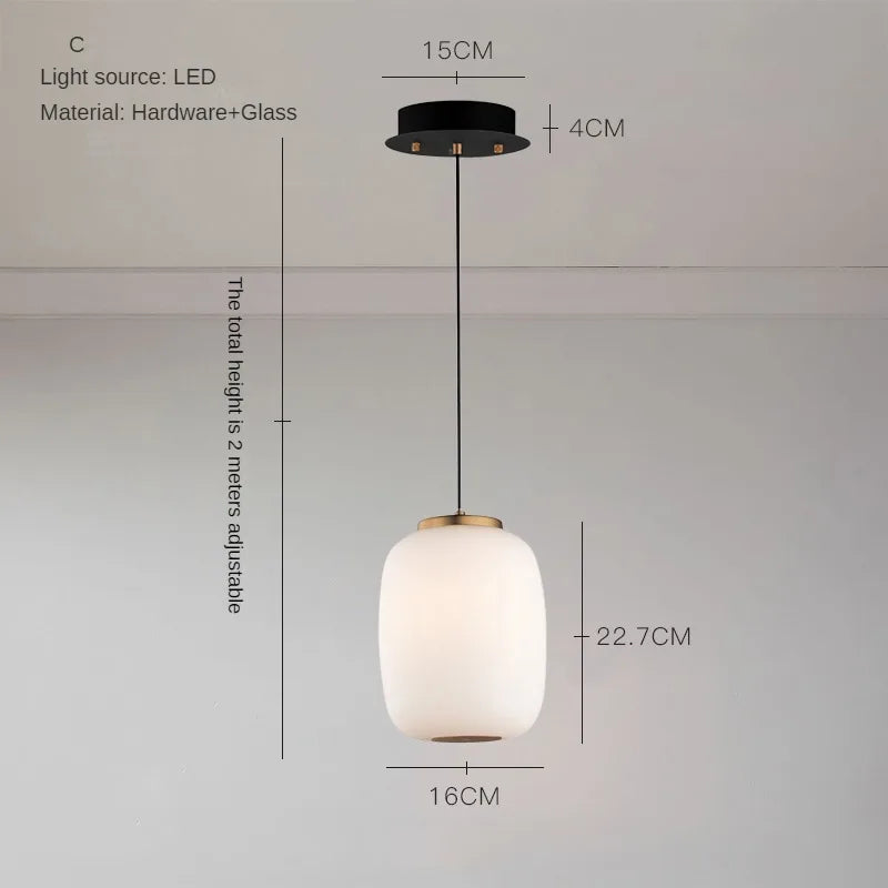 Minimalist Japanese artistic creative glass LED chandelier - vue 8 sur 12