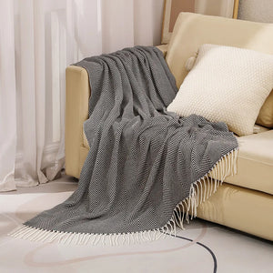 Nordic striped knitted throw summer lightweight sofa blanket
