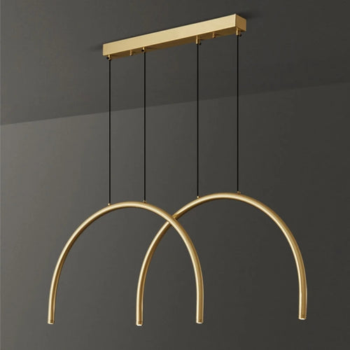 Modern gold brass pendant light 2/4/6 LED adjustable height - vue 3 sur 7