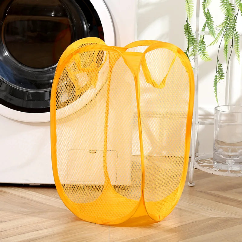 foldable mesh basket for sorting dirty laundry