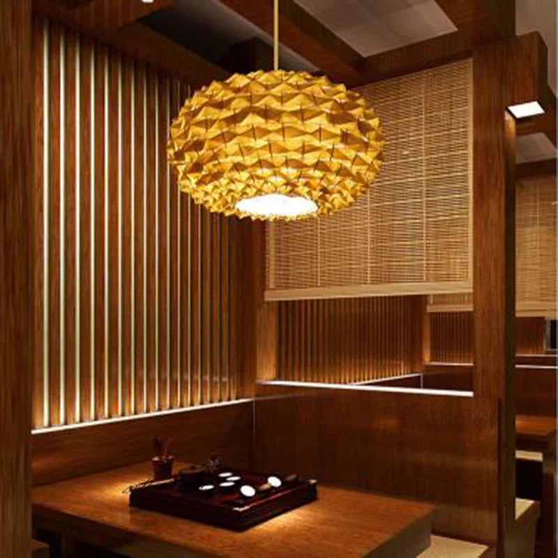 Handwoven retro rattan pendant light chinese style