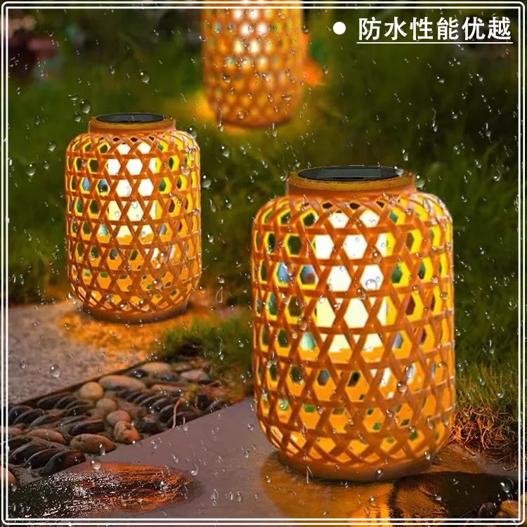 Solar bamboo lanterns for outdoor garden decoration