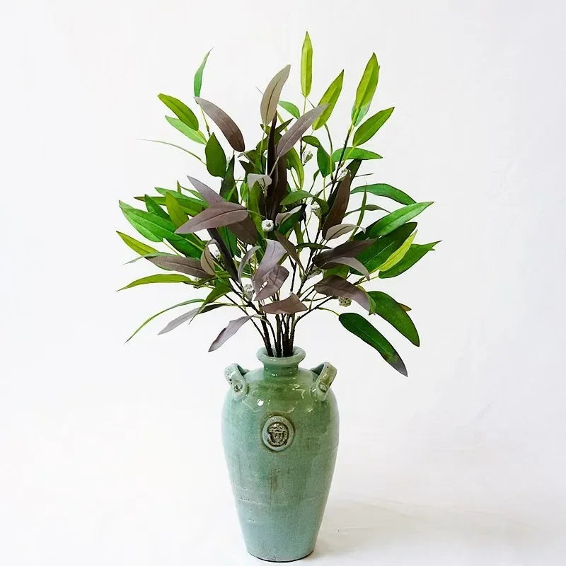 Artificial green plants floral decoration eucalyptus with fruit 87cm