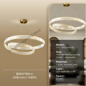 Modern adjustable crystal LED pendant light with elegant design