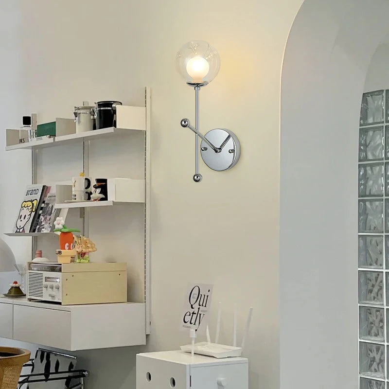 Up and down wall light with chrome metal and honeycomb glass - vue 3 sur 10