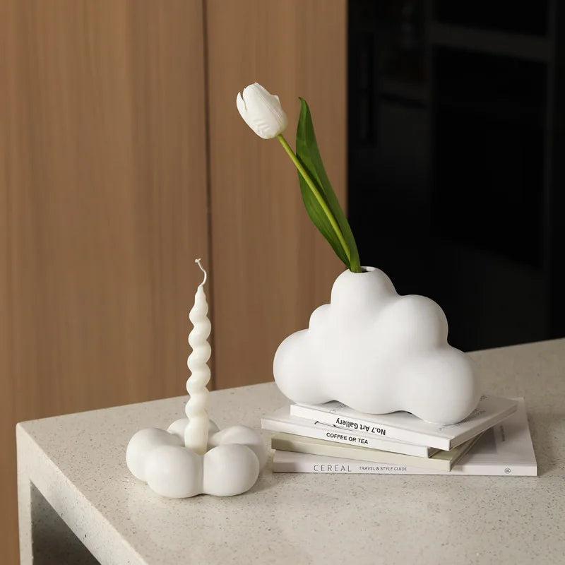 ceramic candle holder flower-shaped candlestick decorative and practical