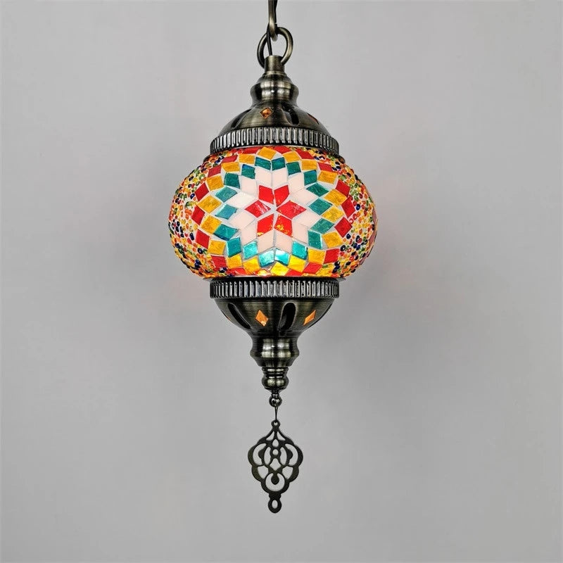 Mediterranean style stained glass pendant light romantic bohemian lighting - vue 5 sur 16