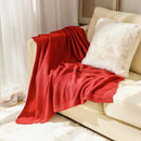 Nordic style chequered knitted throw for living room