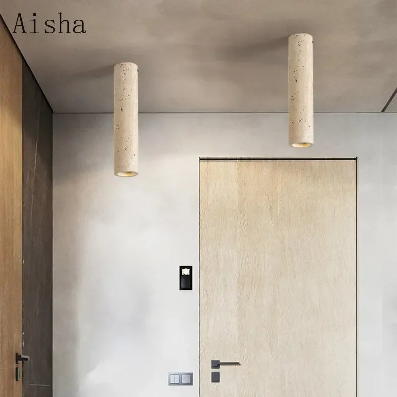 Minimalist Japanese style cylindrical ceiling light - vue 4 sur 8