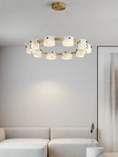 Minimalist natural marble pendant light with LED lighting