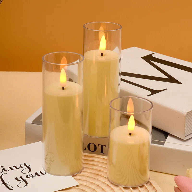 set of 3 flameless LED candles for wedding and party decoration