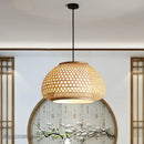 Hand-knitted bamboo chandelier decorative pendant for home