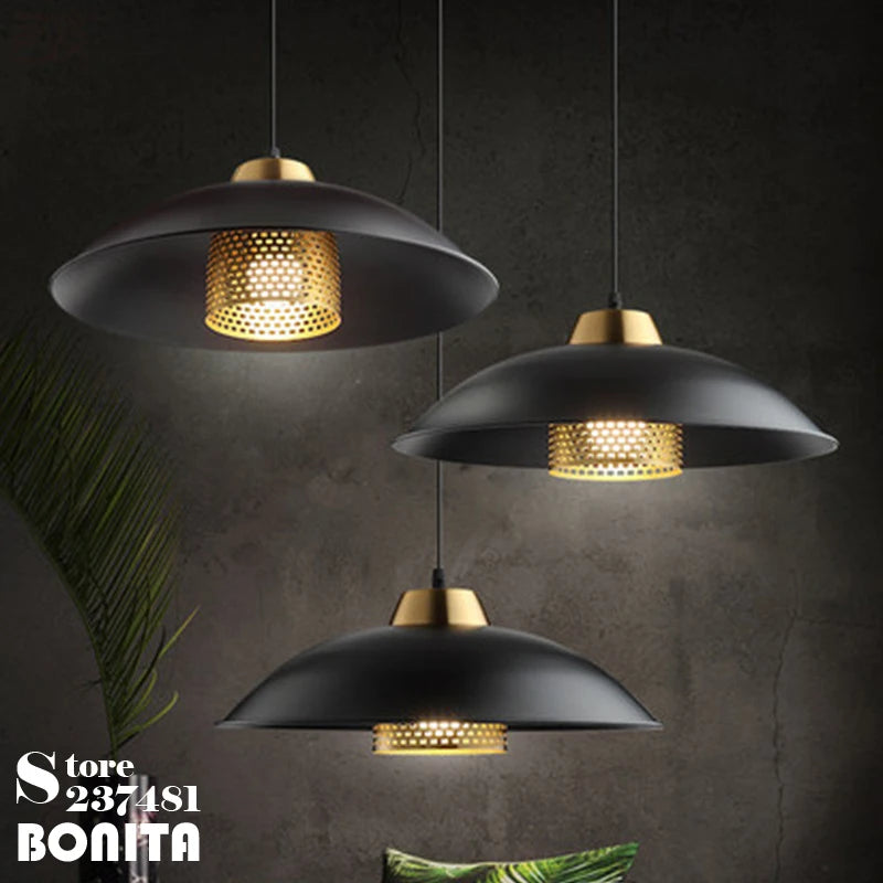 Retro iron flying saucer pendant light industrial luxury style
