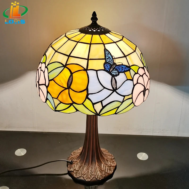 Tiffany style butterfly table lamp for decoration and gift