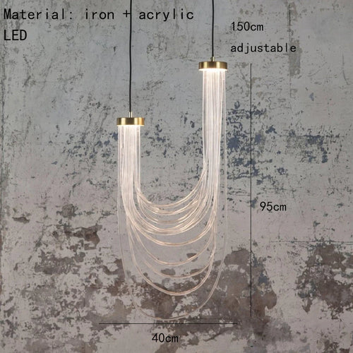 Transparent acrylic LED pendant light with adjustable wire