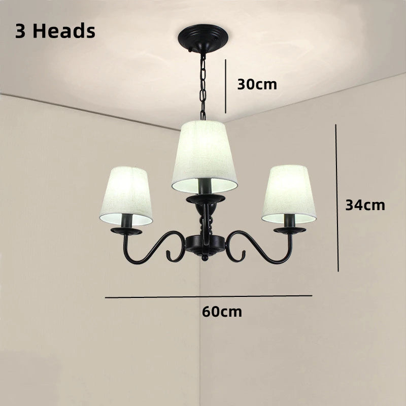 Black iron chandelier with shade for an elegant interior