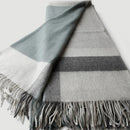 Jacquard wool check throw with fringe for living room and travel
