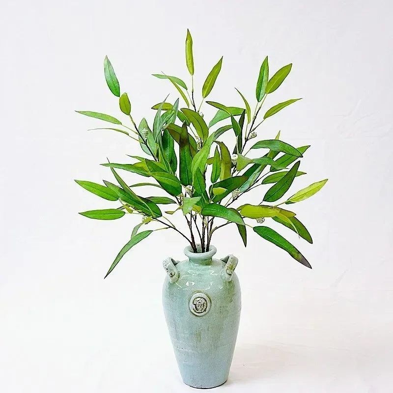 Artificial green plants floral decoration eucalyptus with fruit 87cm
