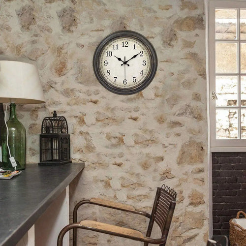 12 Inch Silent Retro Wall Clock Quartz Decorative Table Dial Battery Non-Ticking Digital Clocks for Bedroom,Black - vue 5 sur 7