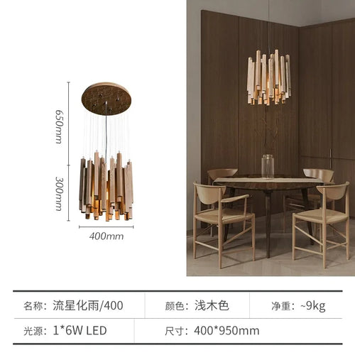 Solid wood Chinese restaurant chandelier - vue 13 sur 16