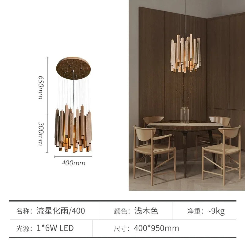 Solid wood Chinese restaurant chandelier - vue 13 sur 16