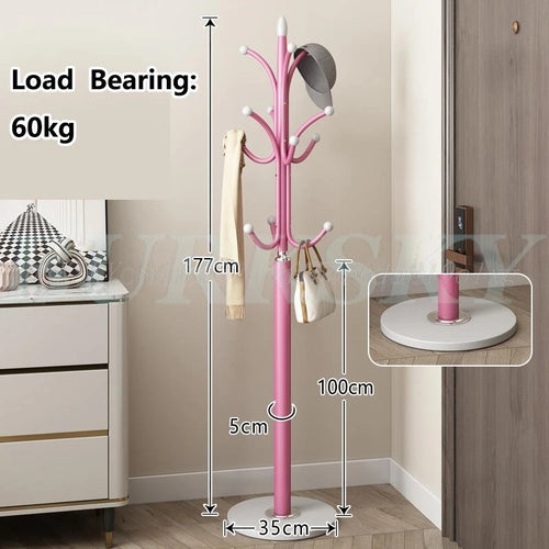 freestanding metal coat rack with 16 hooks and shelves - vue 18 sur 18