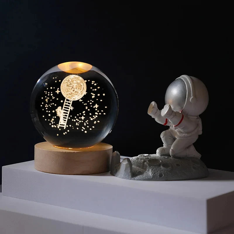 3d crystal ball moon galaxy light decoration for home