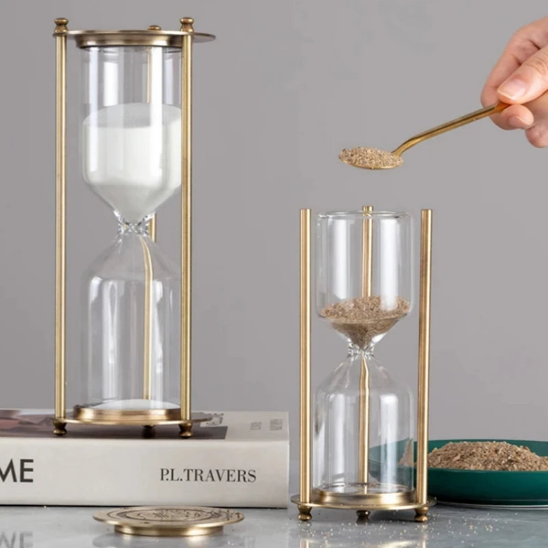 glass hourglass with pillars desk decoration elegant timer