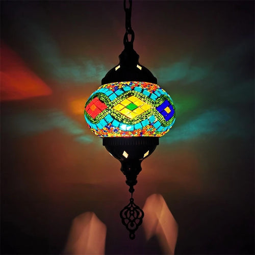 Mediterranean style stained glass pendant light romantic bohemian lighting - vue 3 sur 16