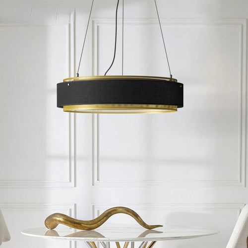 Modern gold round LED lamp with industrial decorative design - vue 2 sur 9