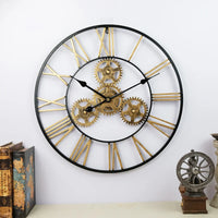 3D retro wall clock luxury large decorative gear craft