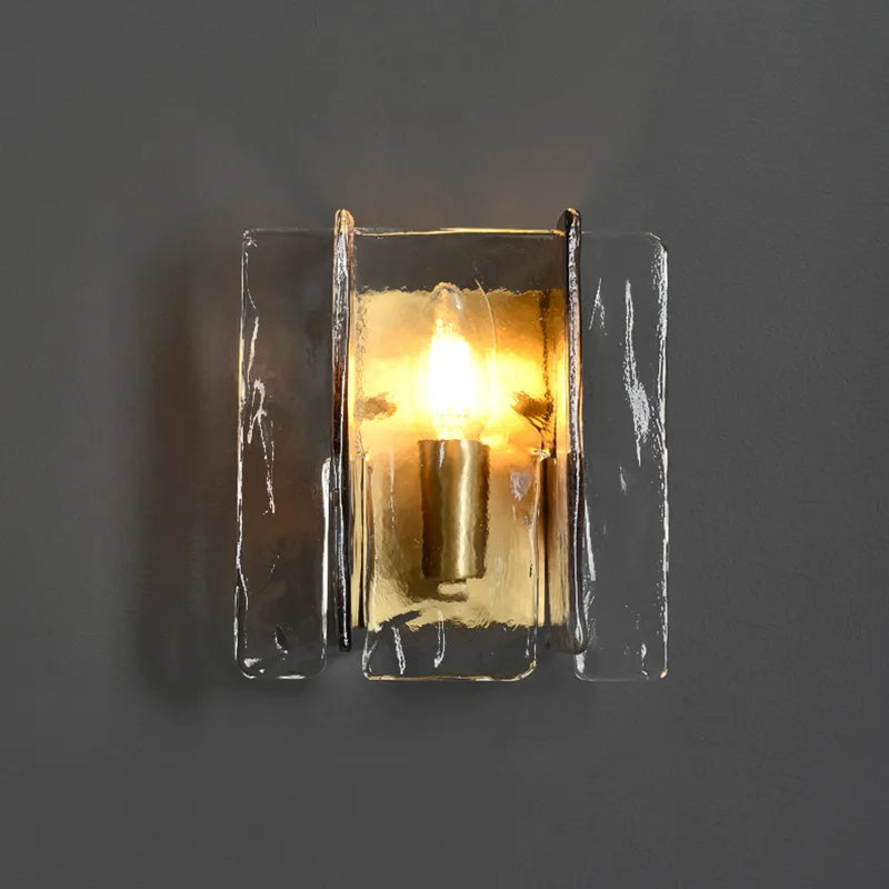 Copper and tinted glass wall light